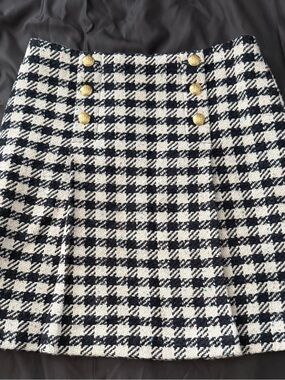 Talbots Black and White Houndstooth Holiday Double Breasted